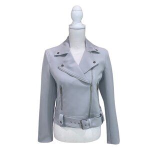 NWT T Tahari PETITE Light Blue Belted Moto Jacket | Runs Small | FREE SHIPPING